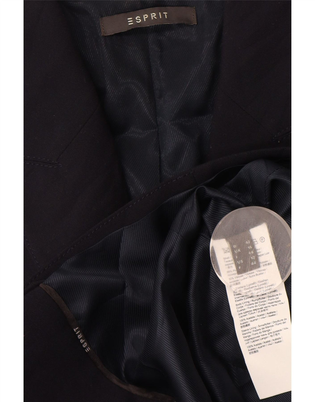 Esprit Dame 2 Button Blazer Jacket UK 16 Large Navy Blue Polyester