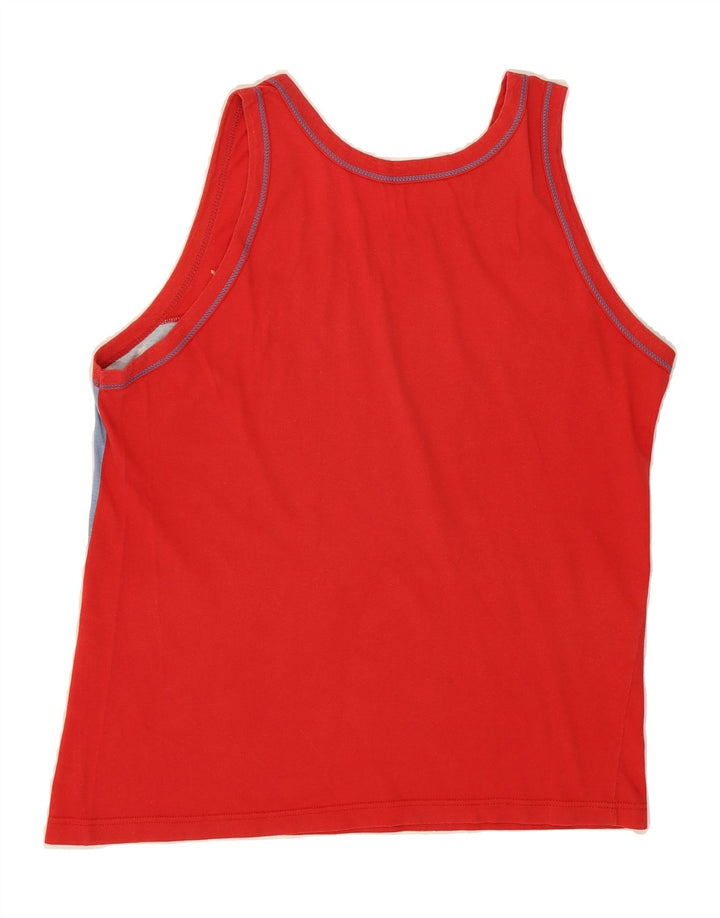VINTAGE Mens Graphic Vest Top Medium Red Colourblock Cotton Vintage Vintage and Second-Hand Vintage from Messina Hembry 
