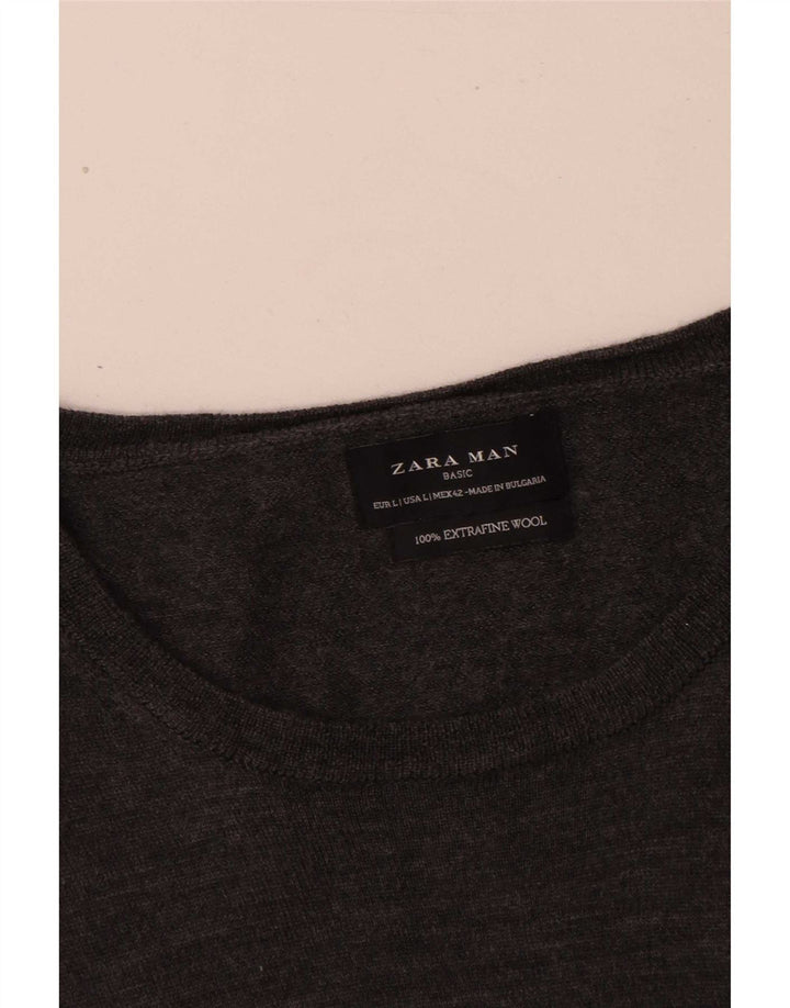 Zara Herre Jumper Sweater Large Grå Uld