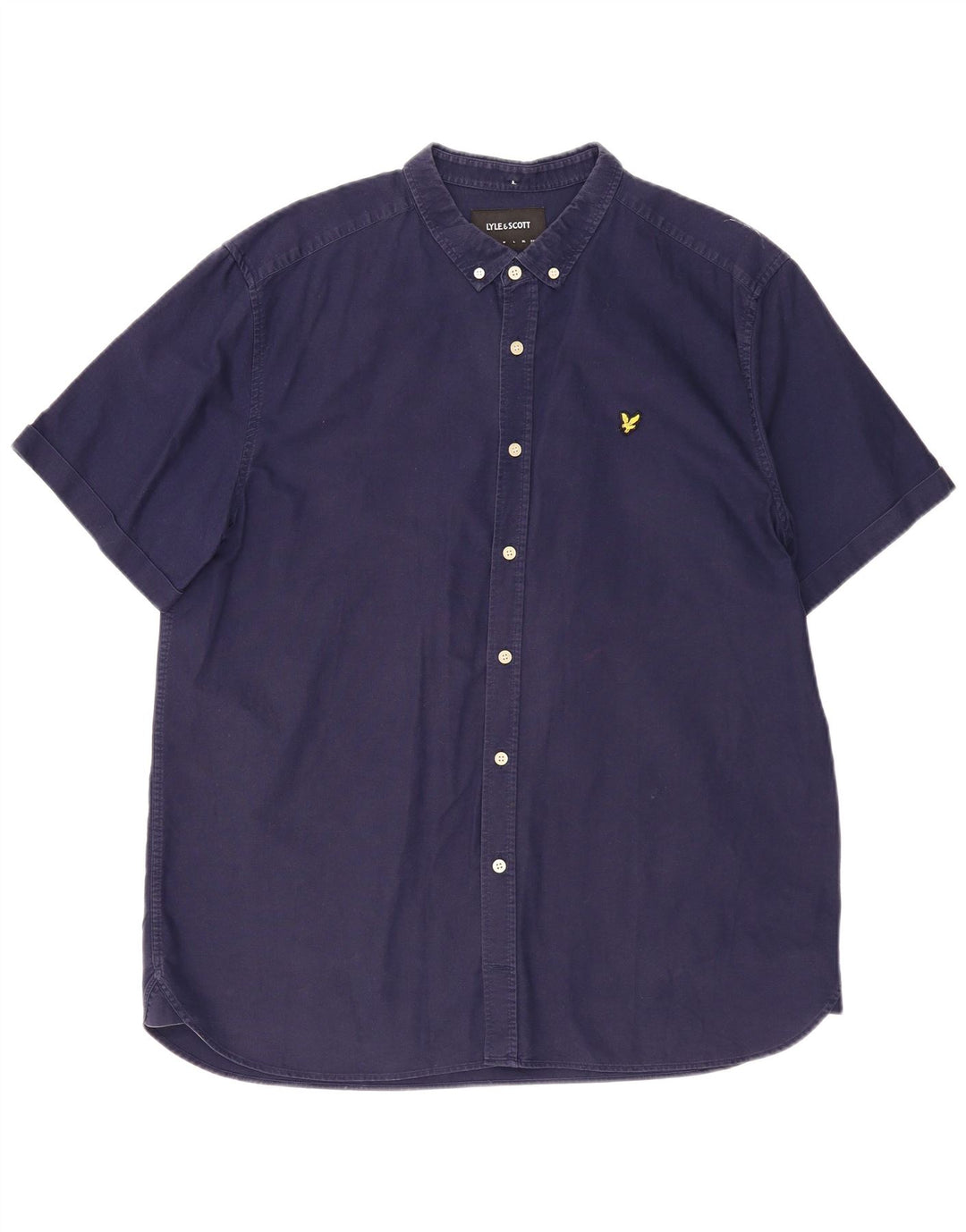 Lyle & Scott kortærmet herreskjorte 2XL marineblå bomuld