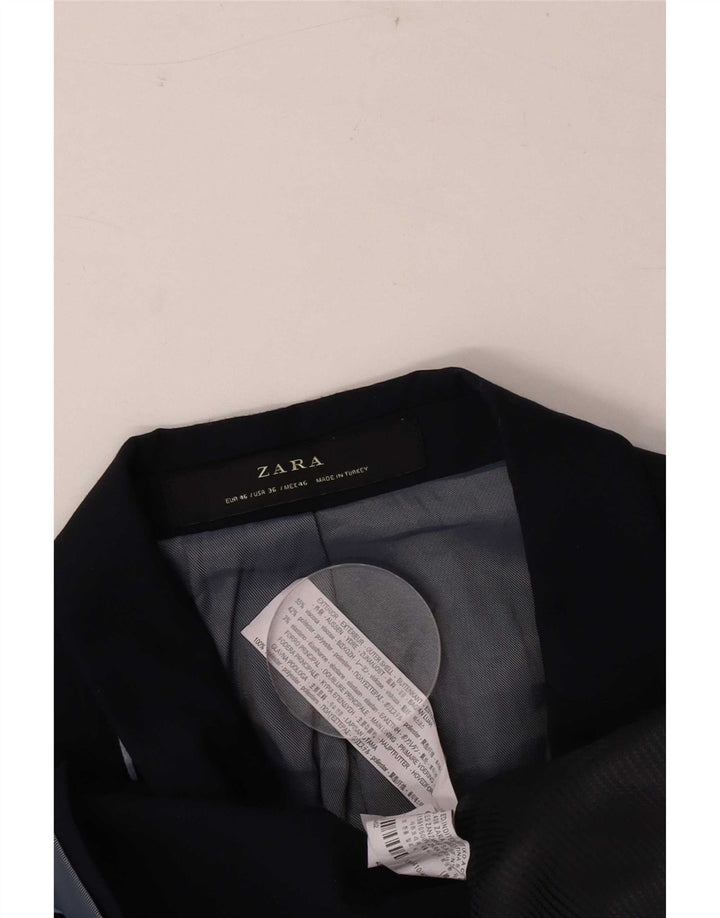 Zara Herre 2-knaps blazerjakke EU 46 Small Navy Blue Viscose