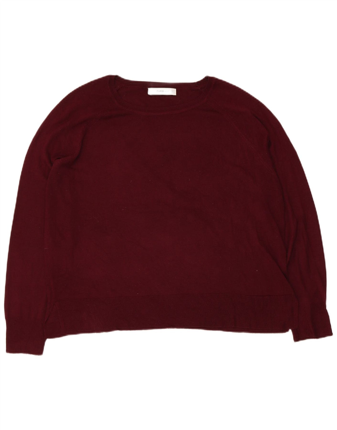 Zara Dame Boat Neck Jumper Sweater UK 14 Medium Burgundy