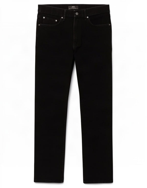 Marks & Spencer Straight Jeans til mænd W32 L31 Sort bomuld