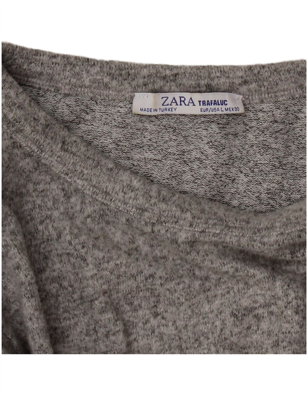 Zara Dame Crop Top Langærmet UK 14 Stor Grå