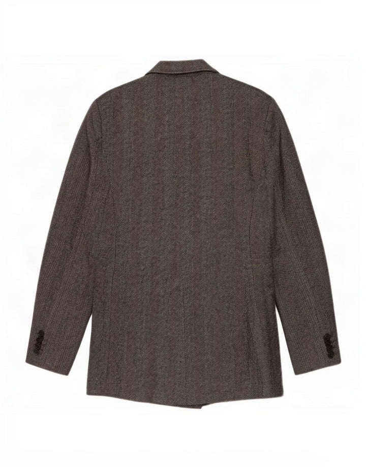 Zara Dame Dobbeltradet Blazer Jacket UK 12 Medium Grey Herringbone