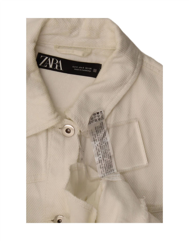 Zara Dame Overshirt Shirt UK 10 Small White Bomuld