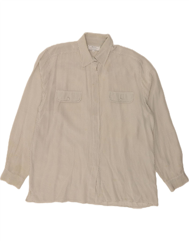 KAREL Womens Shirt IT 52 2XL White Polka Dot Silk Vintage Karel and Second-Hand Karel from Messina Hembry 