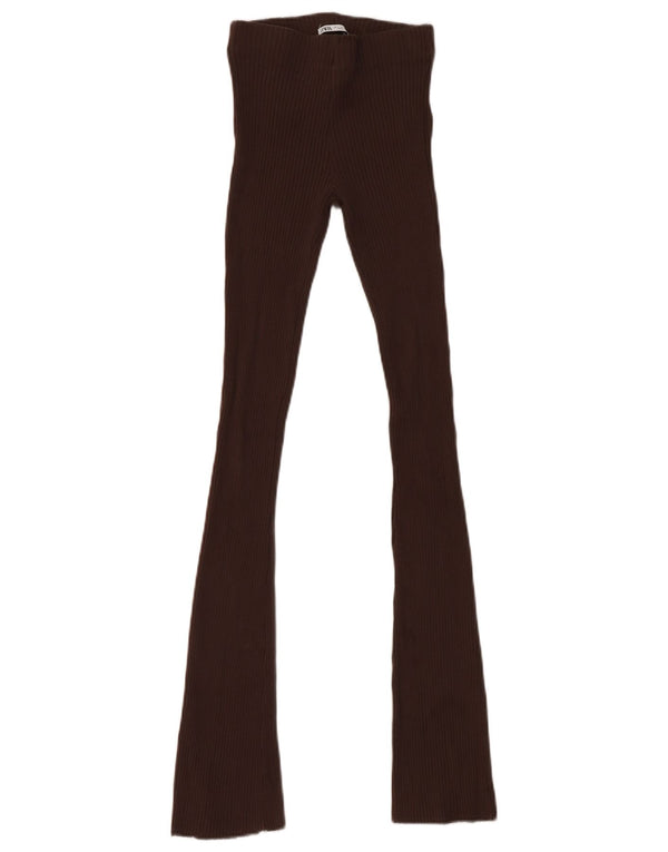 Zara Womens Leggings UK 8 Small Brown Bomuld