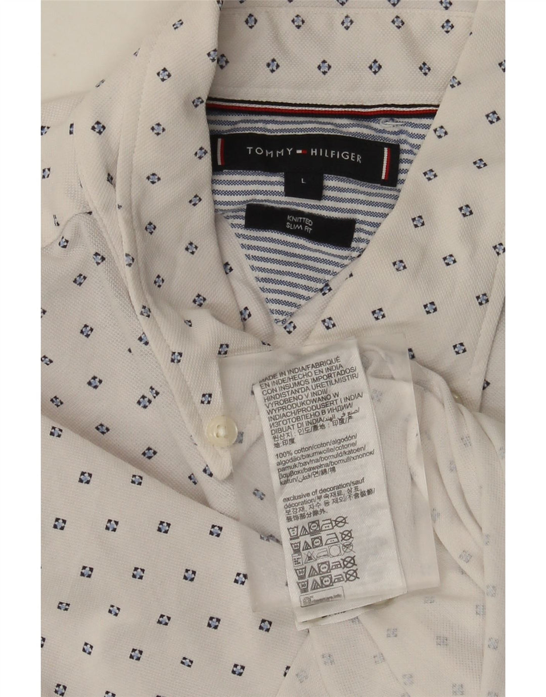 TOMMY HILFIGER Slim Fit skjorte til mænd Stor hvid plettet bomuld