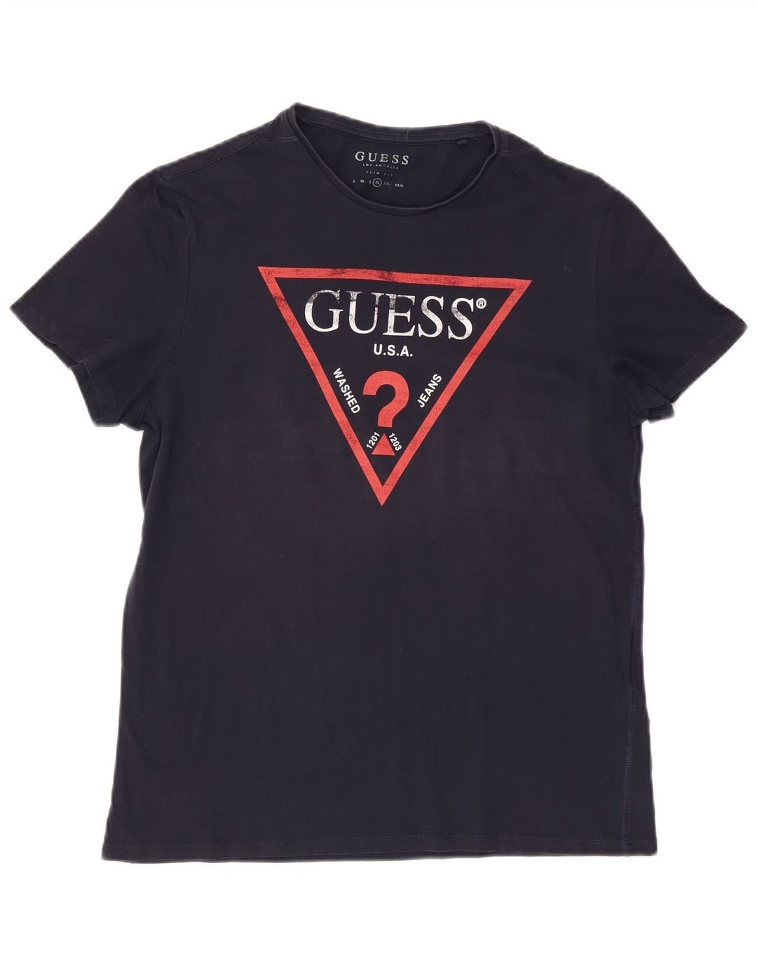 Guess Herre grafisk T-shirt Top Stor marineblå bomuld