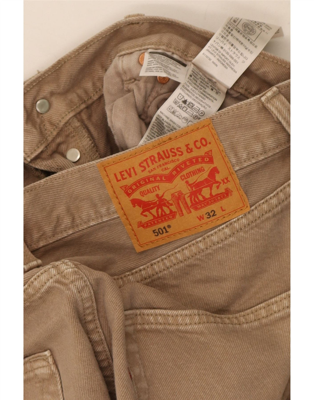 Levi's Herre 501 denimshorts W32 Medium Beige Bomuld