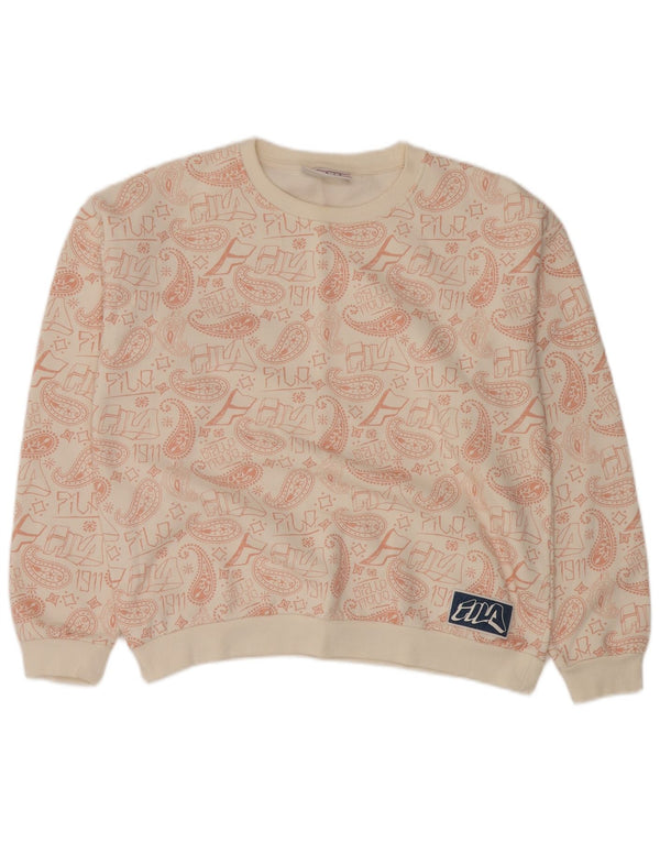 Fila Womens Graphic Oversized fuld træningsdragt UK 14 Medium Off White Paisley