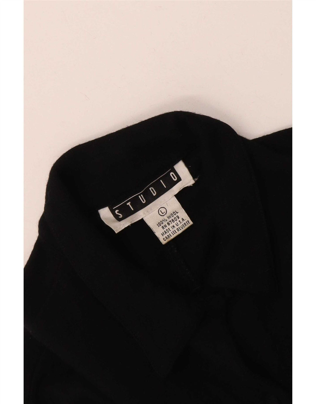 Studio Dame Langærmet Regular Fit Skjorte UK 14 Large Black Wool Classic