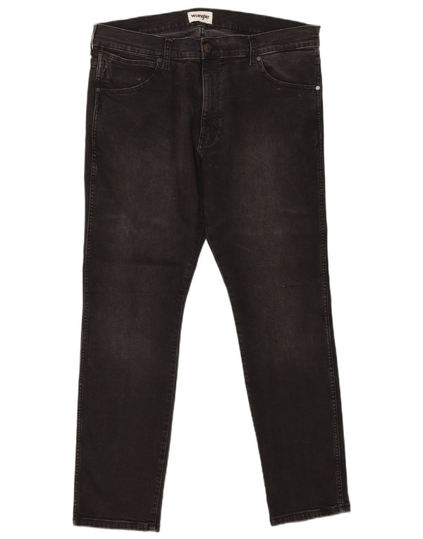 WRANGLER Herre Larston Slim Jeans W38 L32 Sort Bomuld