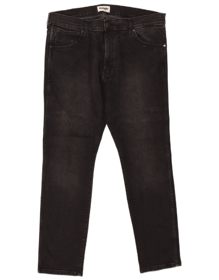 WRANGLER Herre Larston Slim Jeans W38 L32 Sort Bomuld