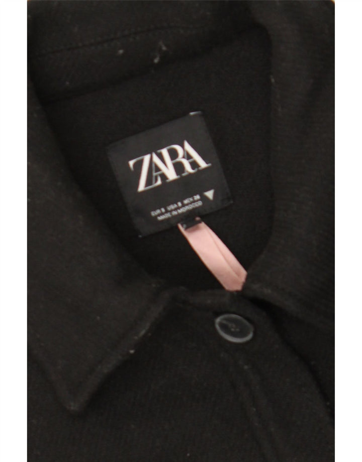 ZARA Womens Overcoat UK 10 Small Black Wool Vintage Zara and Second-Hand Zara from Messina Hembry 