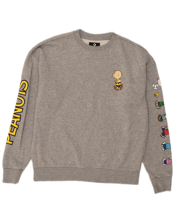 Converse Herre Peanuts Grafisk Sweatshirt Jumper Medium Grå Bomuld