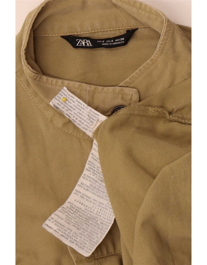 Zara Dame Oversized Military Jacket UK 10 Small Khaki Cotton