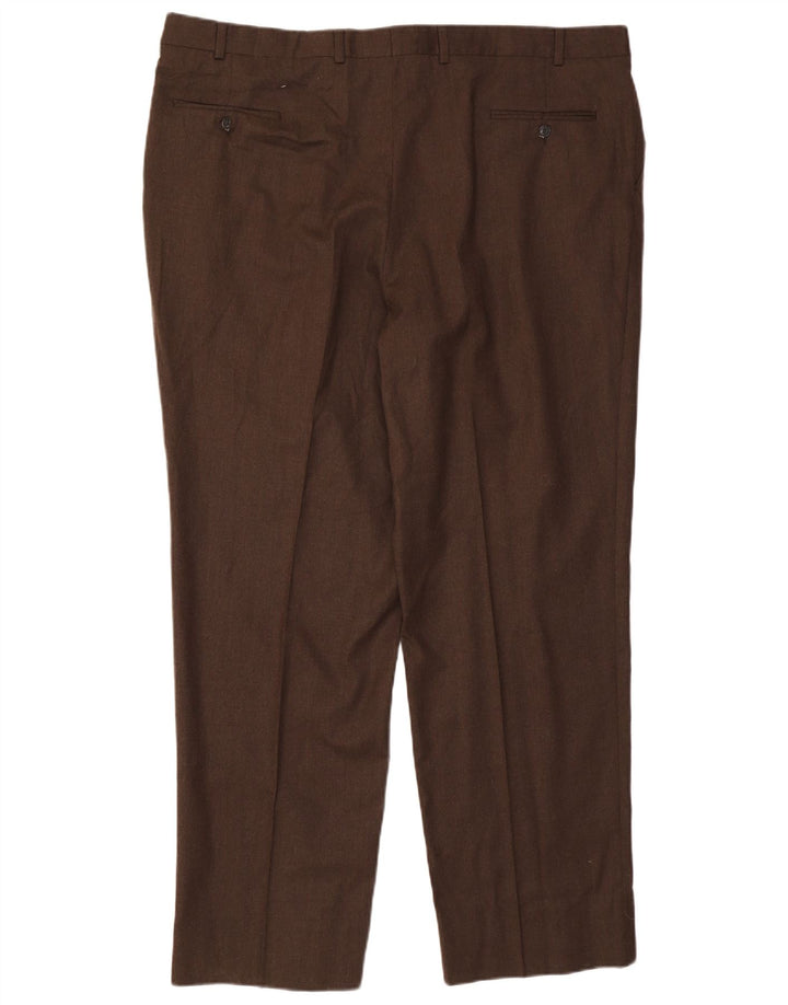 RALPH LAUREN Herre Pegged Suit Bukser W46 L33 Brun Uld