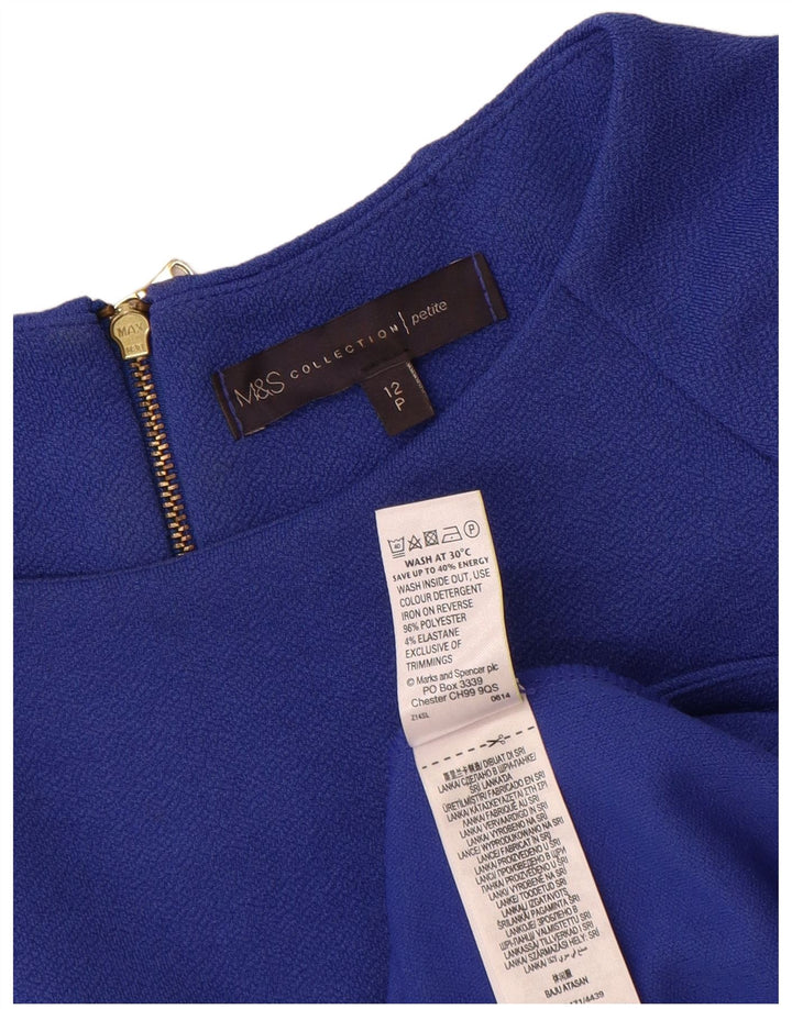 Marks & Spencer Womens Petite 3/4-ærmet Shift Dress UK 12 Medium Blue