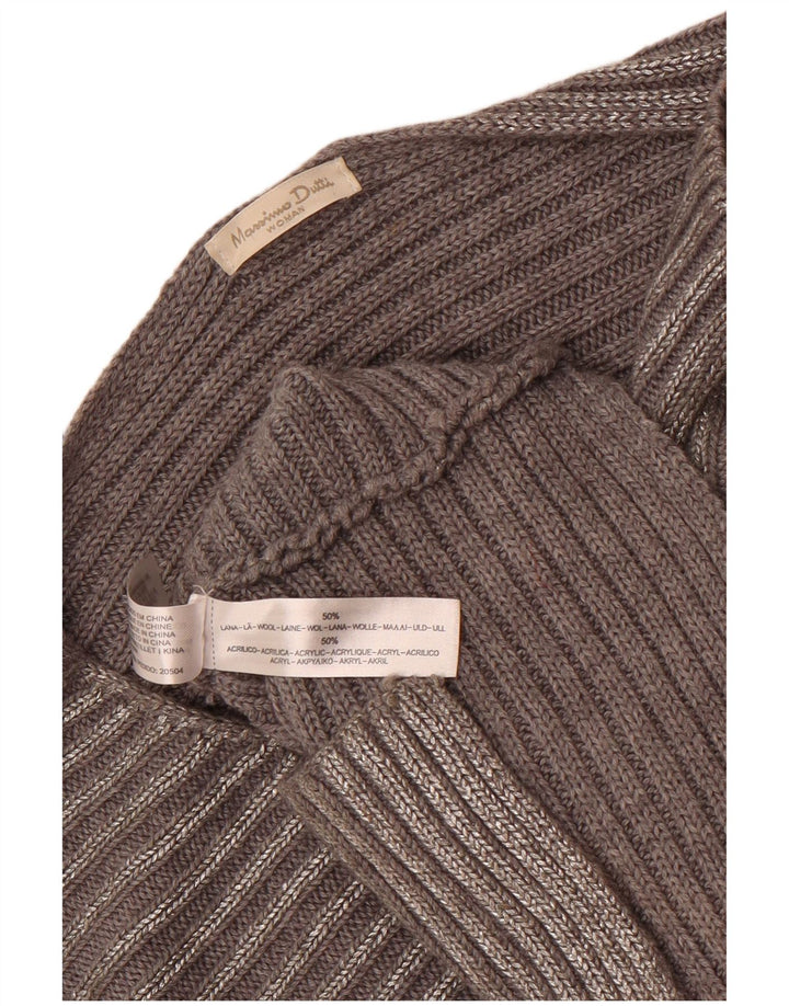 Massimo Dutti Dame Kortærmet Cardigan Sweater UK 12 Medium Grey