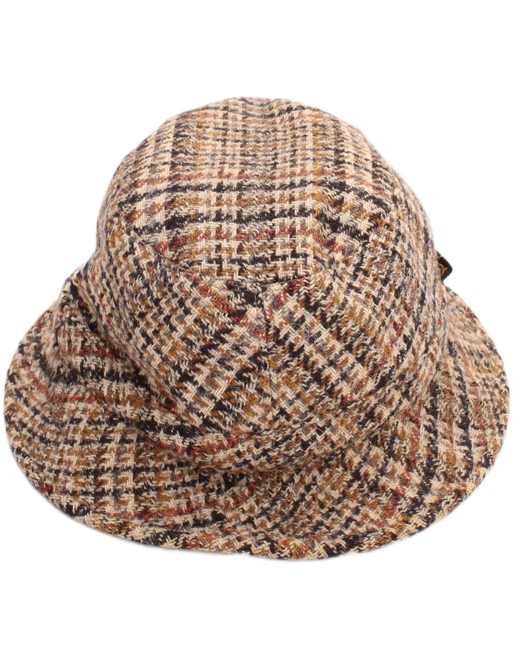 Vintage Bucket Hat til mænd Large Beige Houndstooth Classic