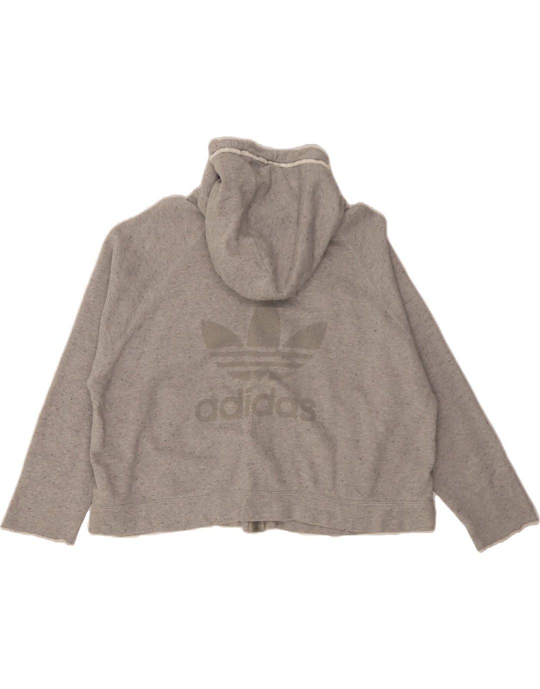 ADIDAS Womens Oversized Zip Hoodie Sweater UK 10 Small Grey Flecked Vintage Adidas and Second-Hand Adidas from Messina Hembry 
