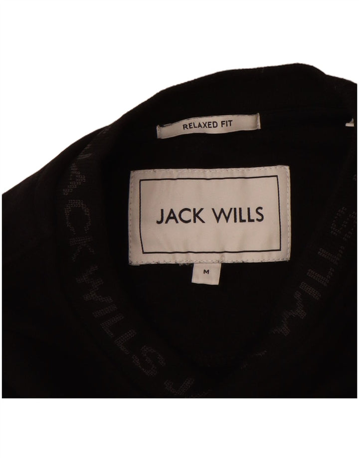 JACK WILLS Mens Relaxed Fit Sweatshirt Jumper Medium Black Cotton