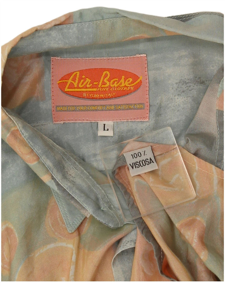 Vintage herre abstrakt mønster kortærmet skjorte stor flerfarvet