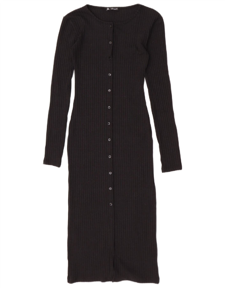 Zara Womens Longline Cardigan Sweater UK 8 Small Black Polyester