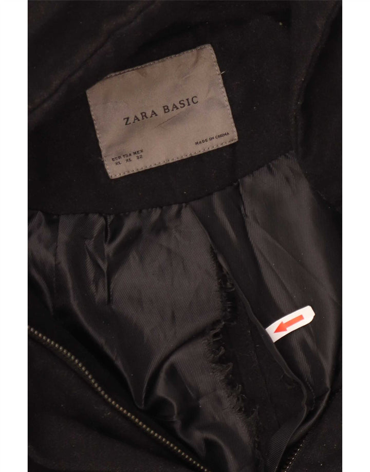 Zara Dame Hooded Windbreaker Coat UK 18 XL Sort Polyester