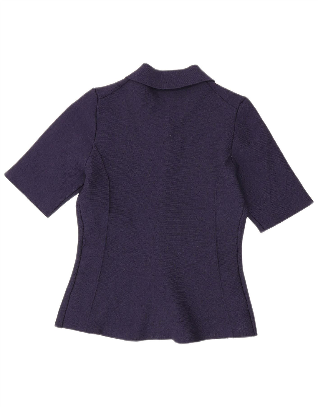 ZARA Kortærmet skjortebluse til kvinder UK 12 Mellem marineblå polyester