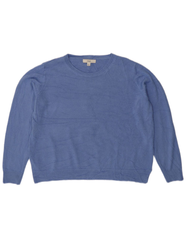 Marks & Spencer Dame Loose Fit Boat Neck Jumper Sweater UK 18 XL Blå