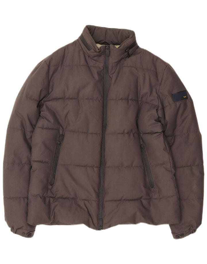 Armata Di Mare Herre hættepolstret jakke UK 40 Stor grå polyester