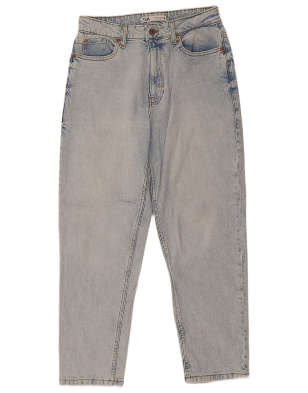 Zara Dame Jeans med høj talje EU 38 Small W28 L27 Blå Bomuld