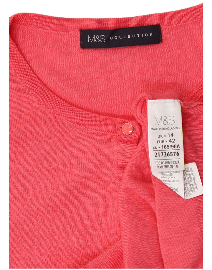 Marks & Spencer Dame Cardigan Sweater UK 14 Large Pink Viscose