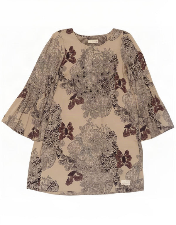 Odd Molly Womens Shift Dress Størrelse 3 Large Beige Floral Silke