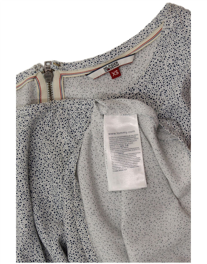 TOMMY HILFIGER Dame Ærmeløs A-line kjole UK 6 XS Hvid plettet