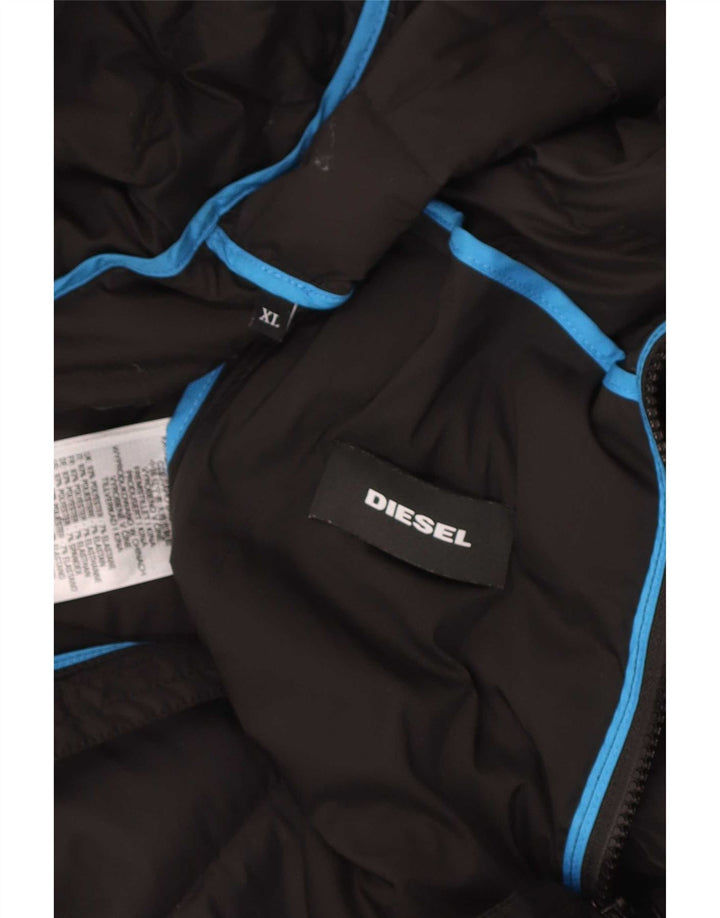 Diesel Herre hætte polstret jakke UK 42 XL Sort Polyester