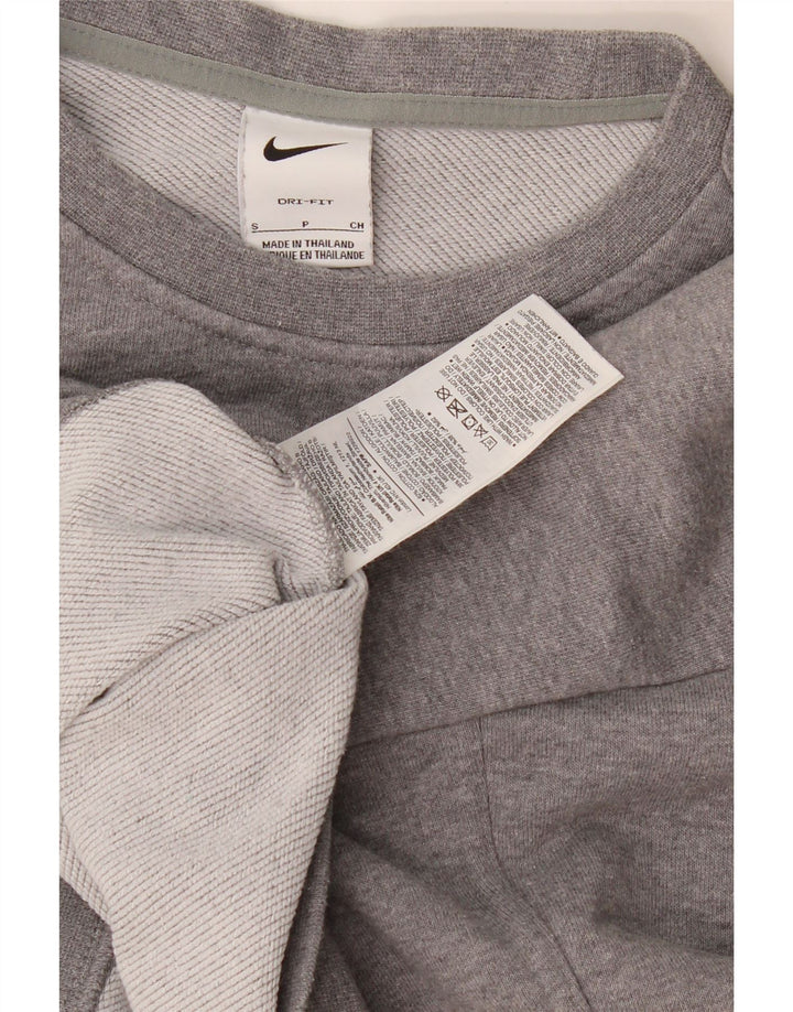 Nike Womens Crop Graphic Oversized Sweatshirt Jumper UK 10 Small Grey