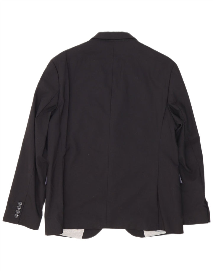 Dkny Herre Short 2 Button Slim Fit Blazer Jacket UK 42 XL Black Wool