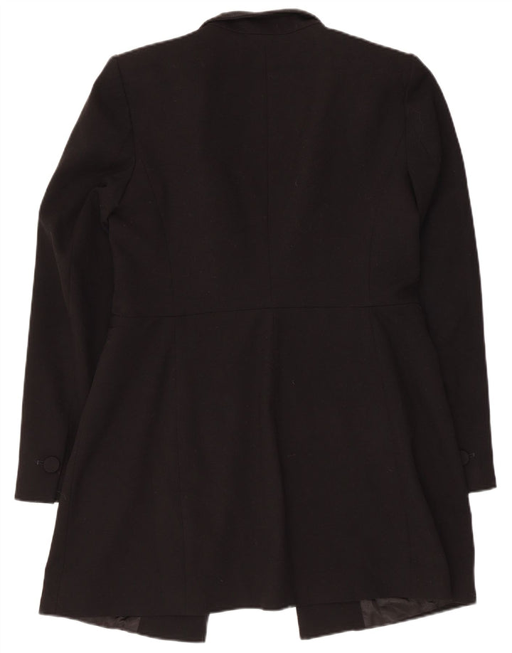 Zara Womens Longline Open Blazer Jacket UK 14 Large Black Acetate