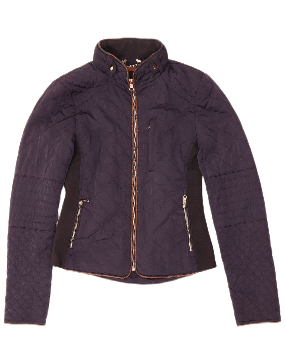 Zara Quiltet jakke til kvinder UK 6 XS Marineblå
