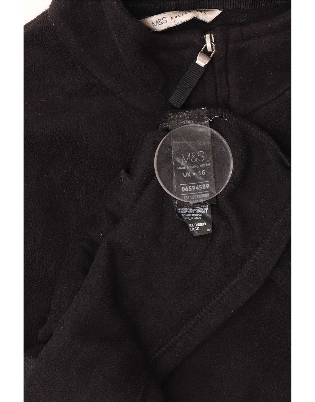 Marks & Spencer Fleecejakke til kvinder UK 16 Stor sort polyester