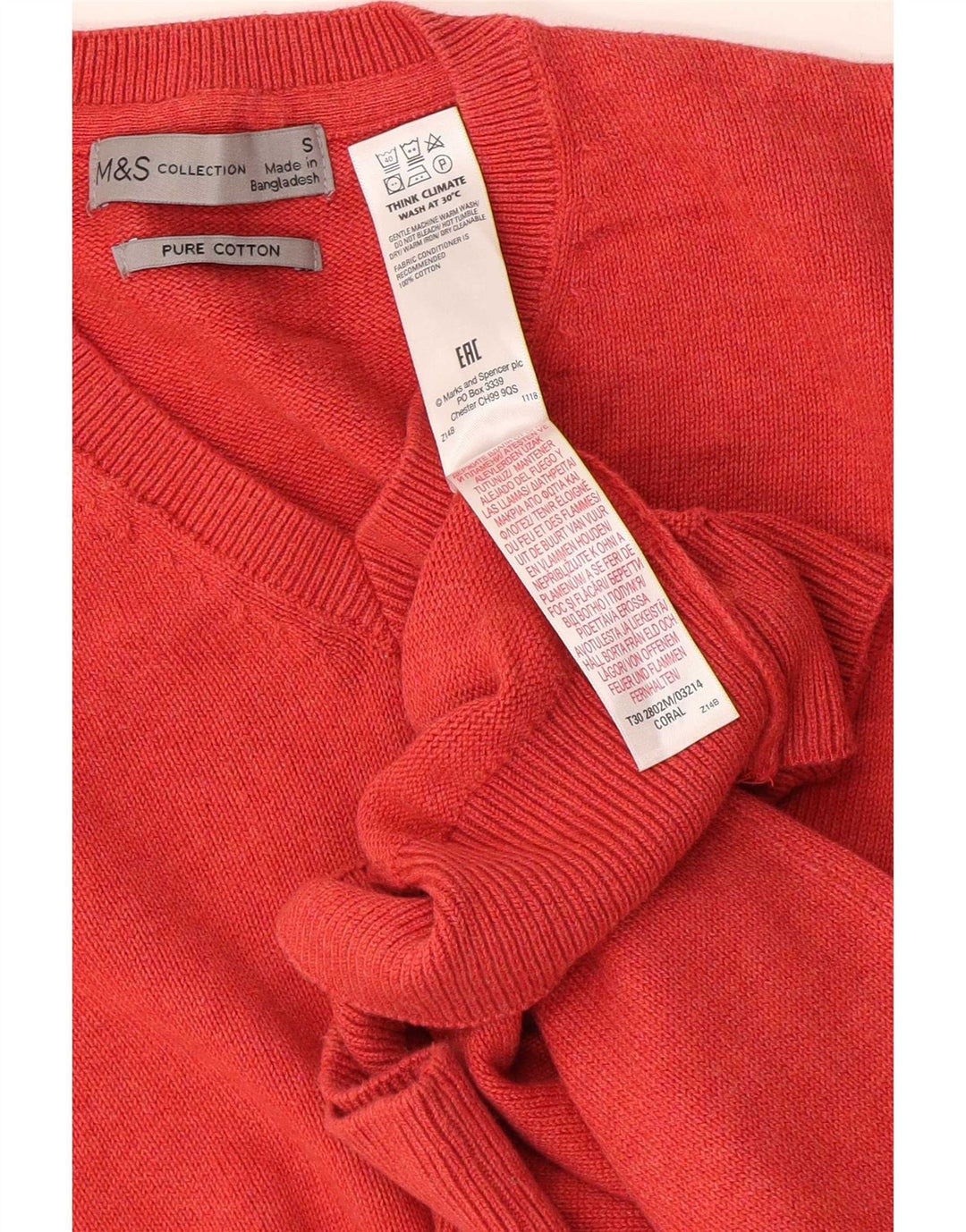 Marks & Spencer Herre V-hals sweater lille orange bomuld