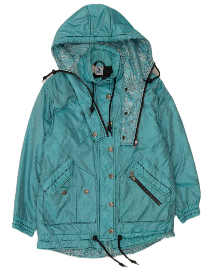Rodeo Dame Hætte Oversized Windbreaker Frakke IT 36 XS Blå