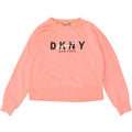 DKNY Womens Oversized Crop Graphic Sweatshirt Jumper UK 8 Small Pink | Vintage Dkny | Thrift | Second-Hand Dkny | Used Clothing | Messina Hembry 