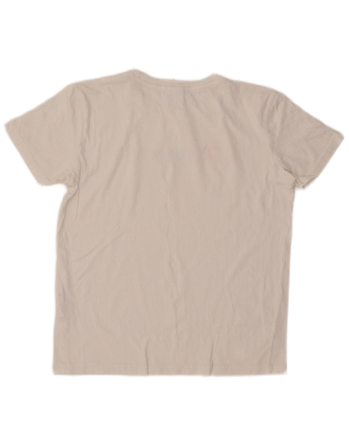 CHAMPION Dame Grafisk T-Shirt Top UK 14 Medium Hvid Bomuld