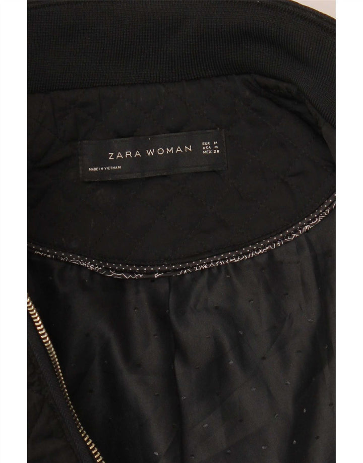 Zara Quiltet jakke til kvinder UK 12 Medium Sort Polyester