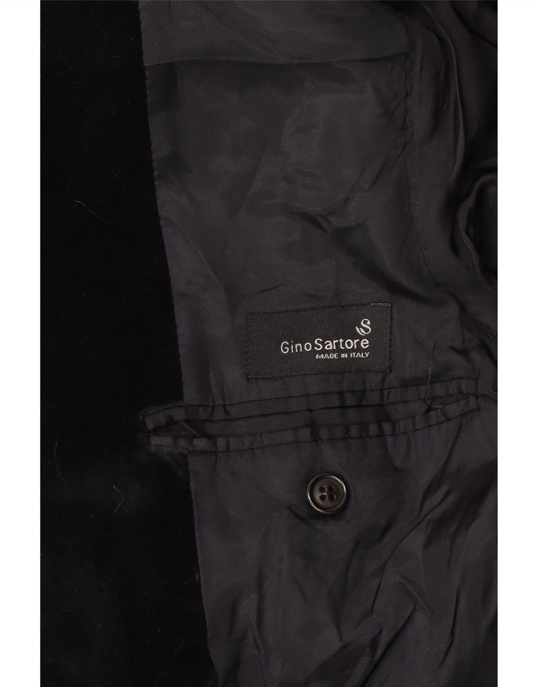 Gino Sartore Herre 3 Button Velvet Blazer Jacket UK 36 Small Black
